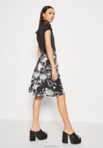 Z62T156 Women Anna Field Jersey Dress Black/Grey/White - Image 4