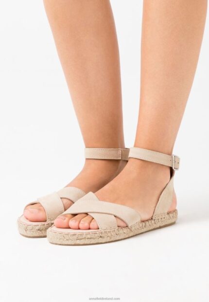 Z62T1576 Women Anna Field Leather Platform Sandals Beige