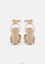 Z62T1578 Women Anna Field Leather High Heeled Sandals Beige - Image 4