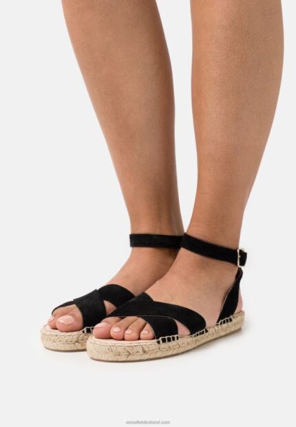 Z62T1579 Women Anna Field Leather Platform Sandals Black