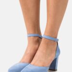 Z62T1607 Women Anna Field Leather Classic Heels Light Blue