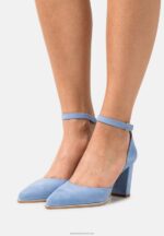 Z62T1607 Women Anna Field Leather Classic Heels Light Blue