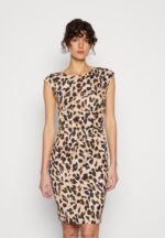 Z62T161 Women Anna Field Jersey Dress Black/Beige/Multi-Coloured