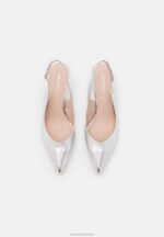 Z62T1637 Women Anna Field Leather Classic Heels Silver - Image 6