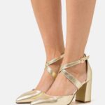 Z62T1639 Women Anna Field Leather Classic Heels Gold