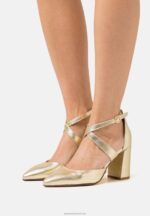 Z62T1639 Women Anna Field Leather Classic Heels Gold