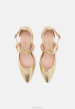 Z62T1639 Women Anna Field Leather Classic Heels Gold - Image 6