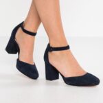 Z62T1640 Women Anna Field Leather Classic Heels Dark Blue