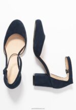 Z62T1640 Women Anna Field Leather Classic Heels Dark Blue - Image 4