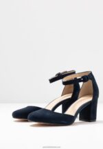 Z62T1640 Women Anna Field Leather Classic Heels Dark Blue - Image 5