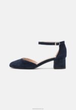 Z62T1655 Women Anna Field Leather Classic Heels Dark Blue - Image 2