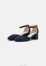 Z62T1655 Women Anna Field Leather Classic Heels Dark Blue - Image 3