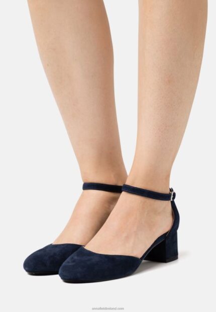 Z62T1655 Women Anna Field Leather Classic Heels Dark Blue