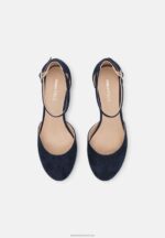 Z62T1655 Women Anna Field Leather Classic Heels Dark Blue - Image 6