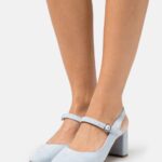 Z62T1659 Women Anna Field Leather Classic Heels Light Blue
