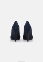 Z62T1665 Women Anna Field Leather Classic Heels Dark Blue - Image 4