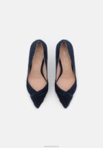 Z62T1665 Women Anna Field Leather Classic Heels Dark Blue - Image 6