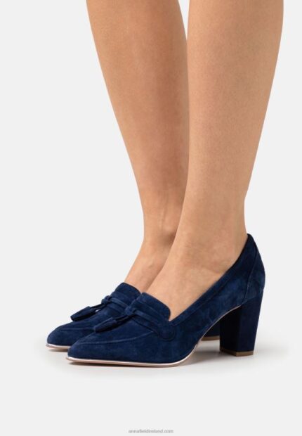Z62T1667 Women Anna Field Leather Classic Heels Dark Blue