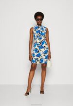 Z62T166 Women Anna Field Jersey Dress Off White/Blue - Image 2