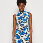 Z62T166 Women Anna Field Jersey Dress Off White/Blue