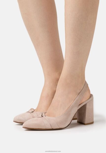 Z62T1671 Women Anna Field Leather Classic Heels Light Pink