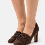 Z62T1681 Women Anna Field Leather Classic Heels Dark Brown