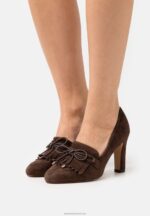 Z62T1681 Women Anna Field Leather Classic Heels Dark Brown