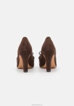Z62T1681 Women Anna Field Leather Classic Heels Dark Brown - Image 4