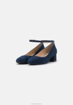 Z62T1687 Women Anna Field Leather Classic Heels Dark Blue - Image 3