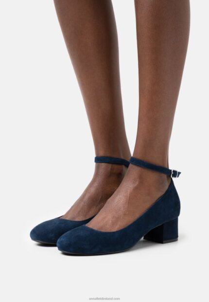 Z62T1687 Women Anna Field Leather Classic Heels Dark Blue