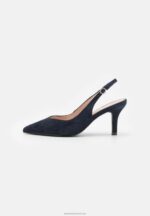 Z62T1690 Women Anna Field Leather Classic Heels Dark Blue - Image 2