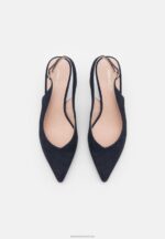 Z62T1690 Women Anna Field Leather Classic Heels Dark Blue - Image 6
