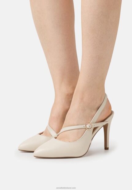 Z62T1694 Women Anna Field Leather Classic Heels Off White