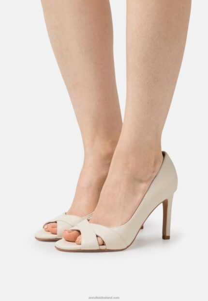 Z62T1695 Women Anna Field Leather Classic Heels White
