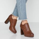 Z62T1748 Women Anna Field Comfort High Heeled Ankle Boots Cognac
