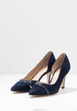 Z62T1755 Women Anna Field Leather Classic Heels Dark Blue - Image 5