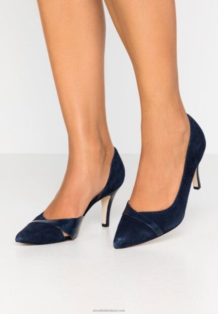 Z62T1755 Women Anna Field Leather Classic Heels Dark Blue