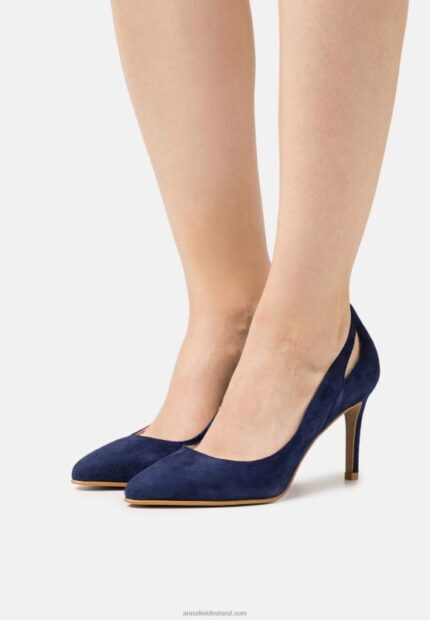 Z62T1775 Women Anna Field Leather High Heels Dark Blue