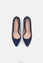 Z62T1775 Women Anna Field Leather High Heels Dark Blue - Image 6