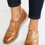 Z62T1849 Women Anna Field Leather Casual Lace-Ups Cognac