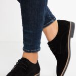 Z62T1854 Women Anna Field Leather Lace-Ups Black