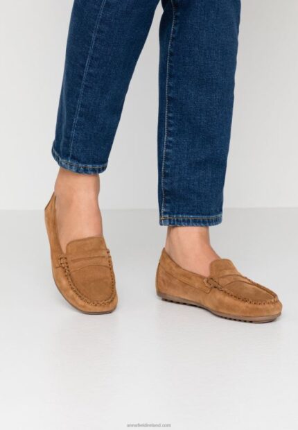 Z62T1858 Women Anna Field Leather Moccasins Cognac