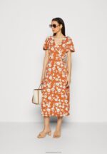 Z62T185 Women Anna Field Jersey Dress Brown/White - Image 2