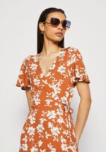 Z62T185 Women Anna Field Jersey Dress Brown/White - Image 4