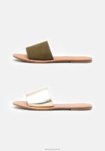 Z62T1866 Women Anna Field 2 Pack Mules Khaki/Gold - Image 2