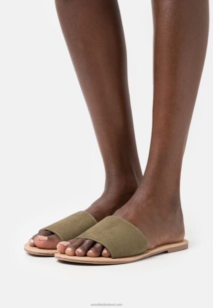 Z62T1866 Women Anna Field 2 Pack Mules Khaki/Gold