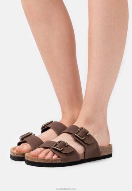 Z62T1876 Women Anna Field Slippers Dark Brown