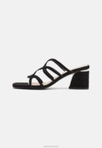 Z62T1884 Women Anna Field Leather Heeled Mules Black - Image 2