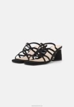 Z62T1884 Women Anna Field Leather Heeled Mules Black - Image 3