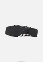Z62T1884 Women Anna Field Leather Heeled Mules Black - Image 5